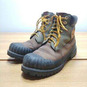 Timberland Men's 9‎ US Premium 6" Rubber-Toe Boot Dark Brown Green A2FXF-931
